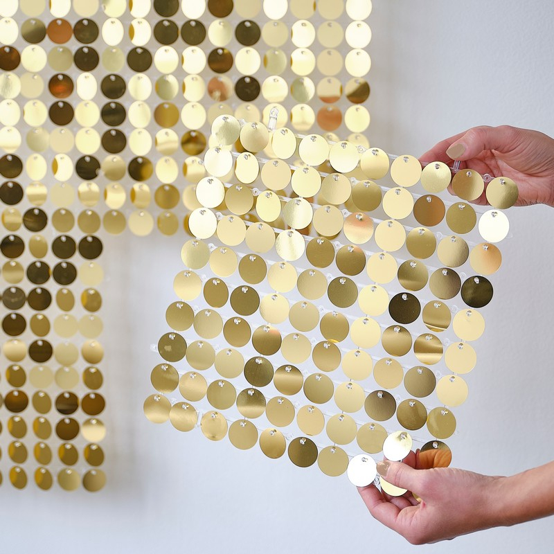 Paillet Backdrop Paneler - 12 stk (91,5 x 122 cm) | Guld tema Vægbaggrunde - Temashop