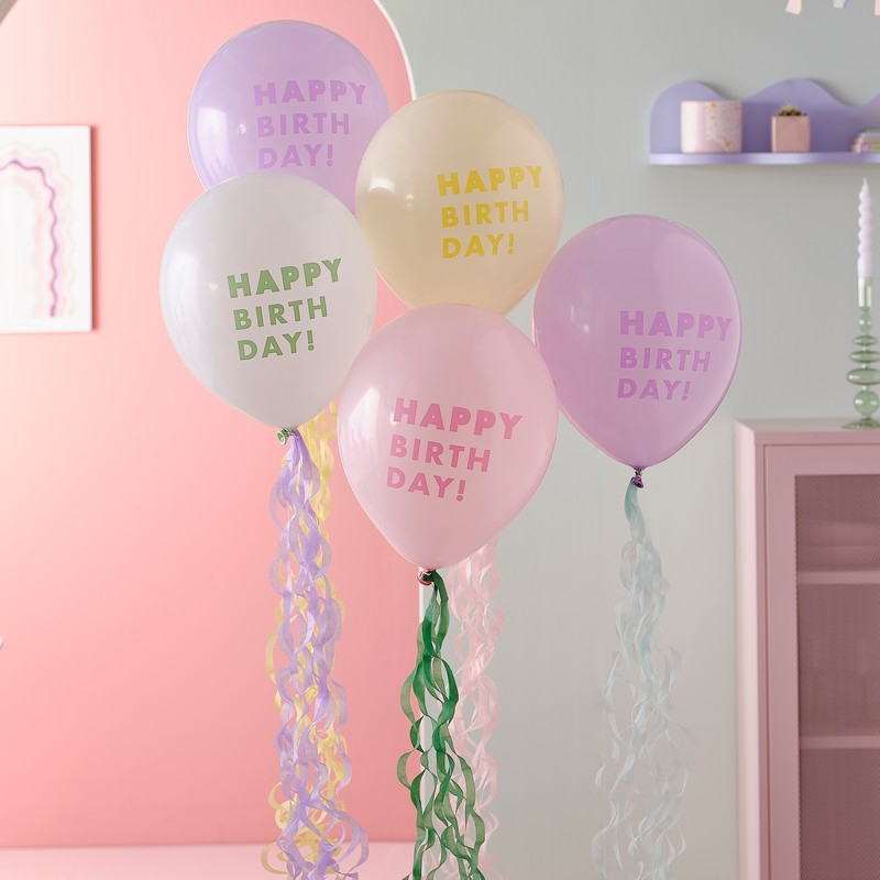 Happy Birthday Pastel Balloner