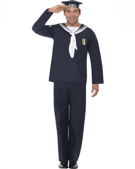 Glad Sømand Kostume - Professioner kostume til voksne i størrelserne M-XL | Maritimt kostume til mænd - Temashop