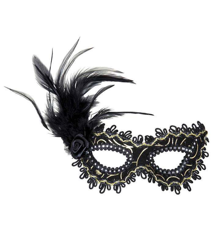 Glamour Øjenmaske Sort | Masquerade Maske - Hovedtilbehør - Temashop