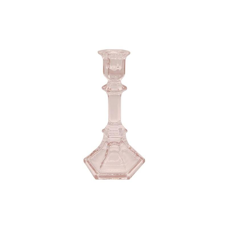 Glas Lysestage Sart Rosa - 1 stk (10,5 x 10,5 x 24,5 cm) | Pink tema Lys / lysestager - Temashop