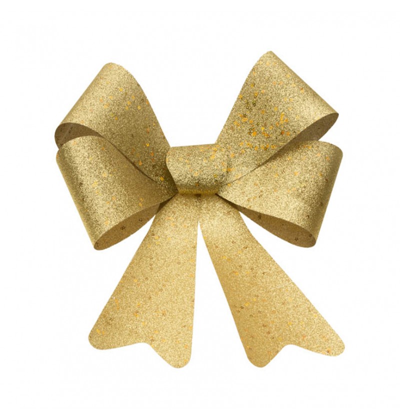 Glimmer Dekorationssløjfe Guld - 1 stk (36,5 x 50,8 cm) | Guld tema Bånd - Temashop