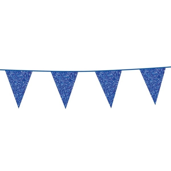 Glimmer Flagguirlande Blå
