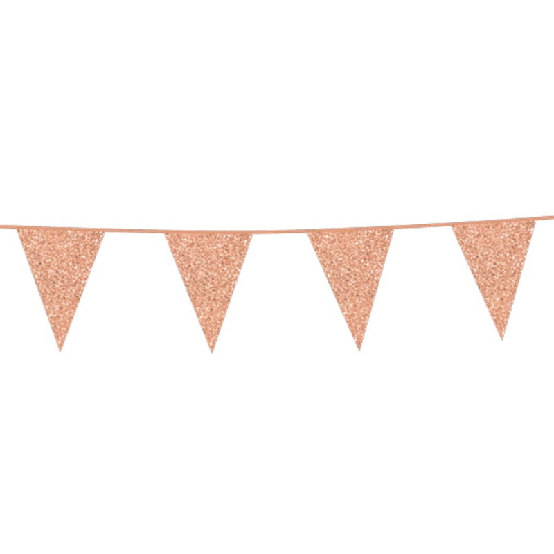 Glimmer Flagguirlande Rosa Guld
