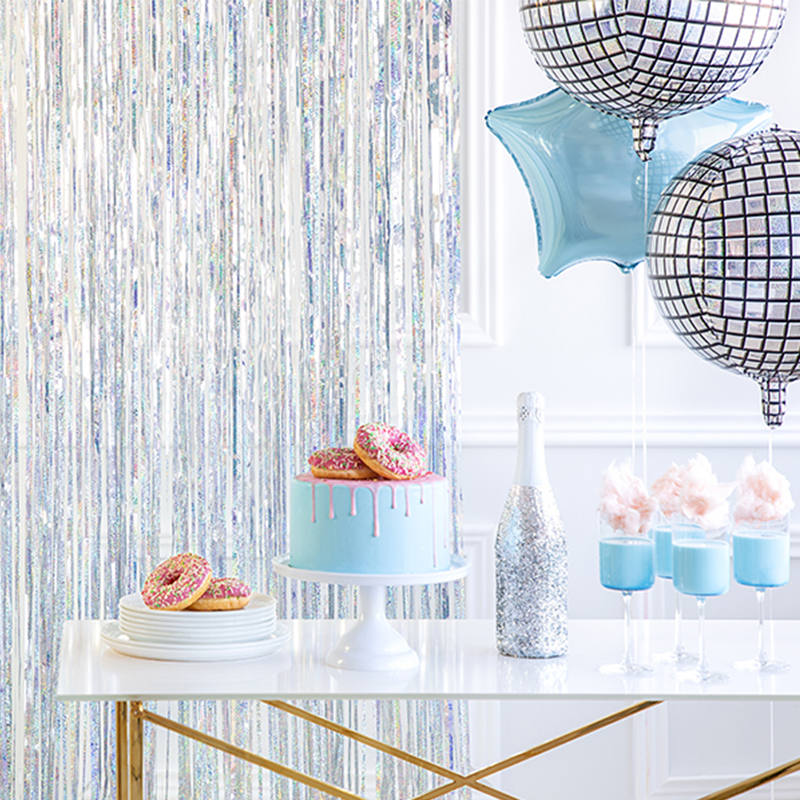 Glimmerforhæng Holografisk - 1 stk (90 x 250 cm) - Temashop