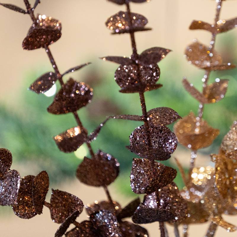 Glitter Eucalyptus Gren Brun - 1 stk (61 cm) | Natur tema Kunstige blomster - Temashop