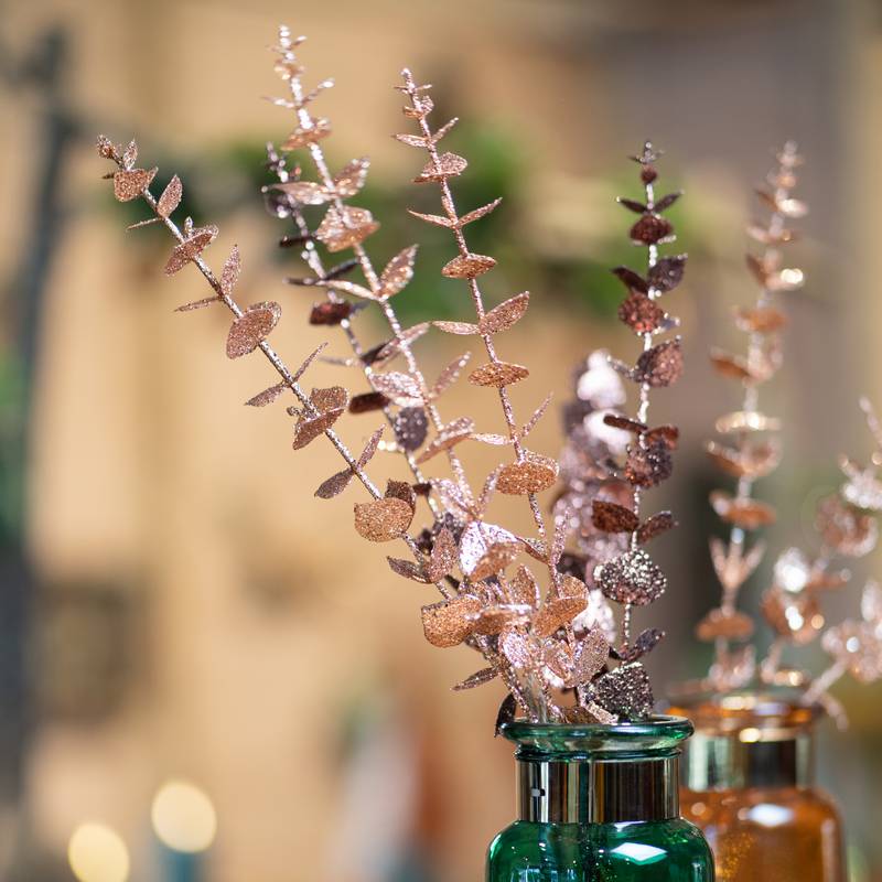 Glitter Eucalyptus Gren Rosaguld - 1 stk (61 cm) | Natur tema Kunstige blomster - Temashop