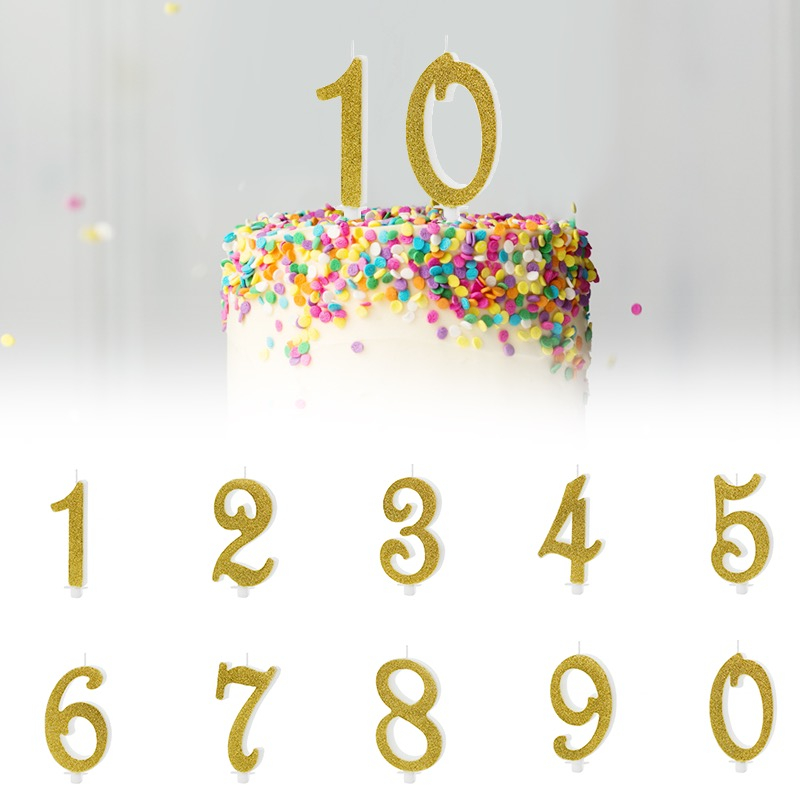 Glitter Kagelys Guld - 1 stk (10 cm) | Tal Kagelys - Temashop