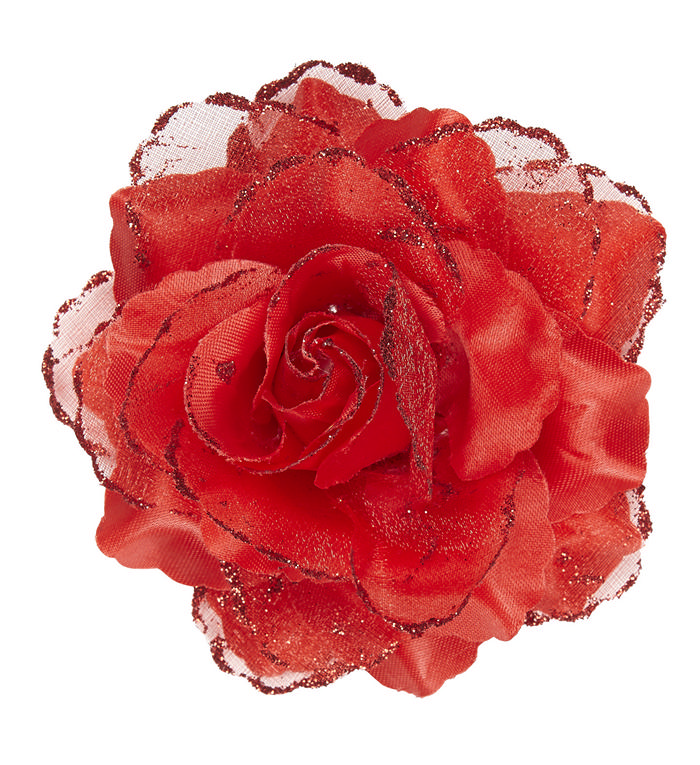 Glitter Rose Hårclips Rød | Day of the Dead Hårclips - Hovedtilbehør - Temashop