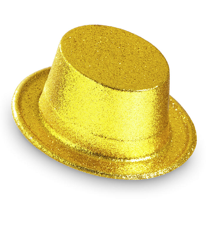 Glitter Tophat Guld | Nytår Hat / Hue / Hjelm - Hovedtilbehør - Temashop