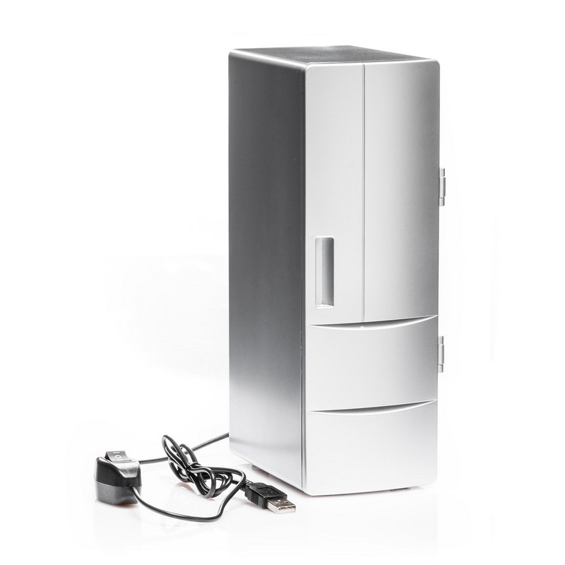 Mini USB Køleskab Sølv (8,4 x 12,5 x 25 cm) | Drinks Køler - Temashop