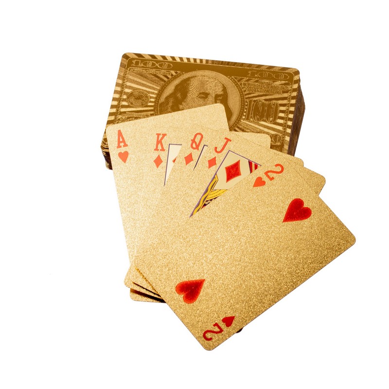 Deluxe Spillekort Guld (5,6 x 8,7 cm) | Casino Selskabsspil - Temashop