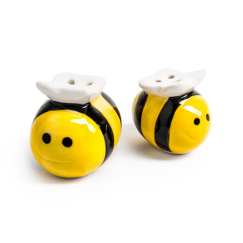 Honningbi Salt- & Peberbøsser (5,1 x 4,5 x 3,8 cm & 4,2 x 3,2 x 3,2 cm) | Bi Mad, Drikke & Køkken Udstyr - Temashop
