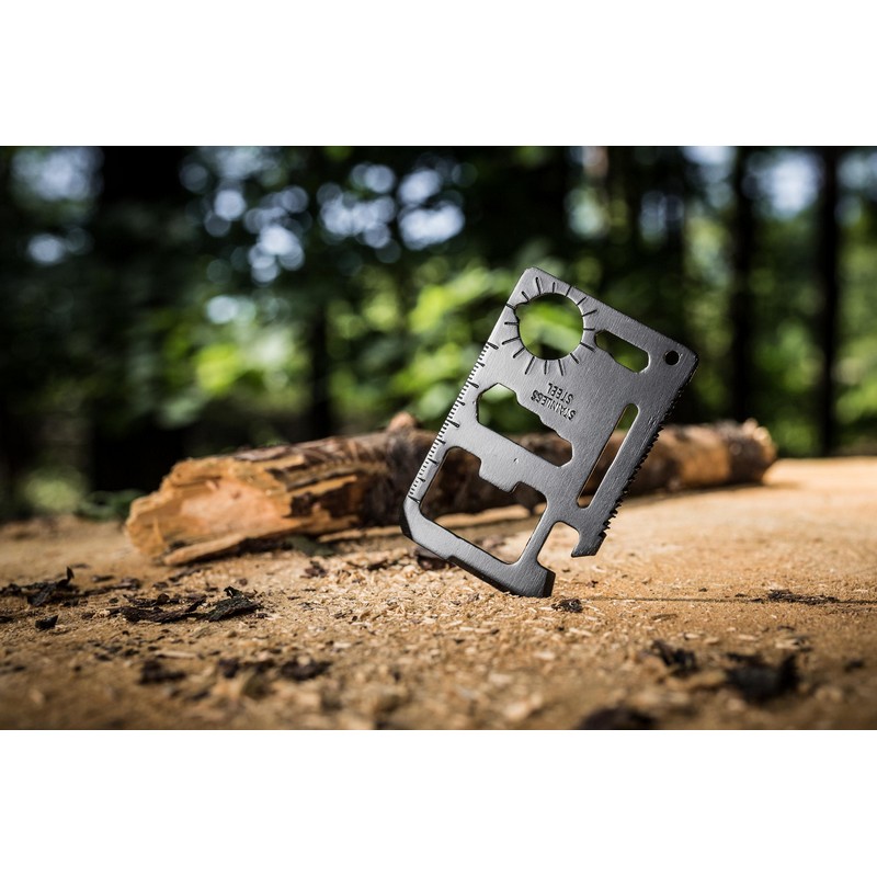 Survival Kort Multiværktøj Sort (6,9 x 4,4 x 0,2 cm) | Sort tema Praktisk Til Hjemmet - Temashop