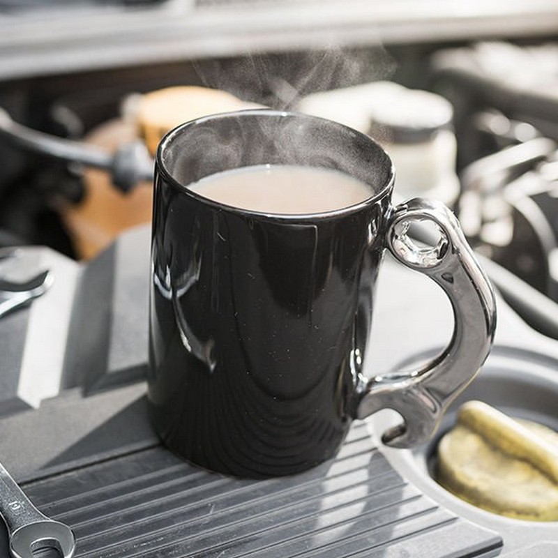 Skruenøgle Porcelænskrus Sort/Sølv (400 ml) | Sjovt diverse Krus - Temashop