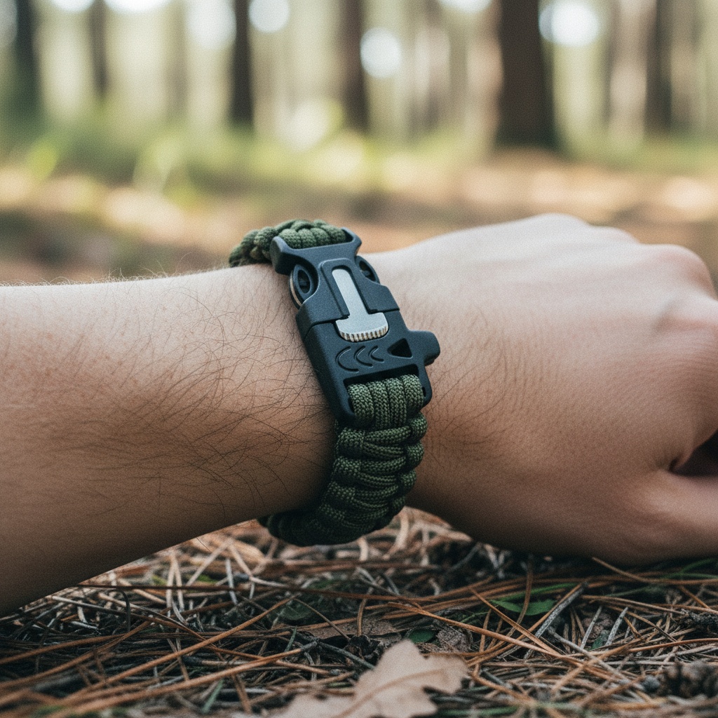 Paracord Survival Armbånd Armygrøn (25 x 2,6 cm) | Survival Armbånd - Temashop