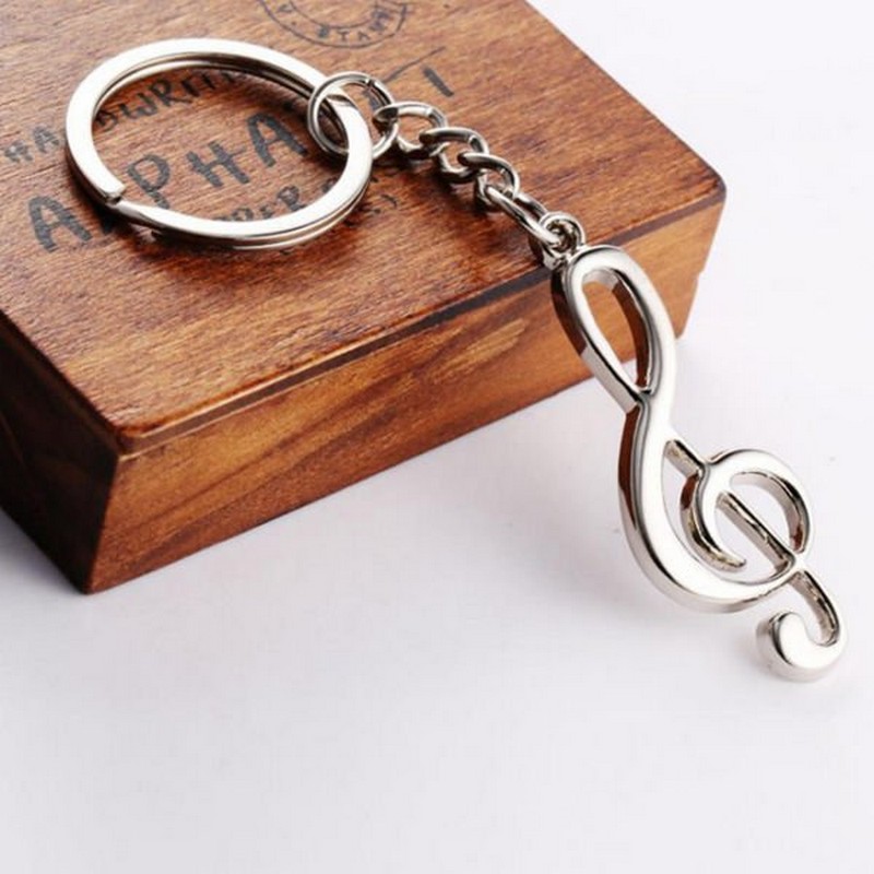 Musiknode Nøglering Sølv (10,8 x 2 cm) | Musik Nøgleringe - Temashop