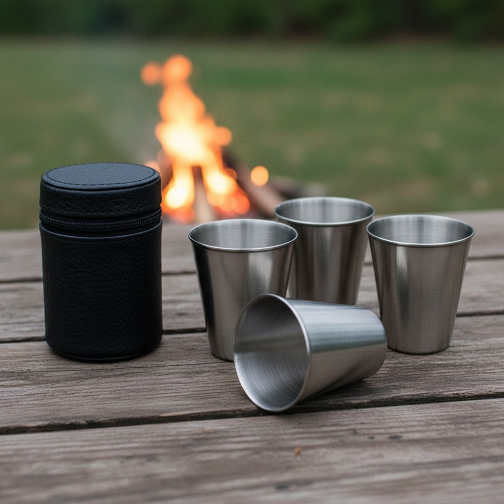 Shotglas Med Rejseetui Rustfrit Stål (30 ml) | Drinks Drinksglas - Temashop