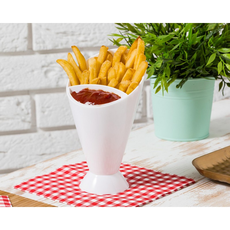 2-i-1 Snackkegle Hvid (16,5 x 11 x 6 cm) | Mad Mad, Drikke & Køkken Udstyr - Temashop