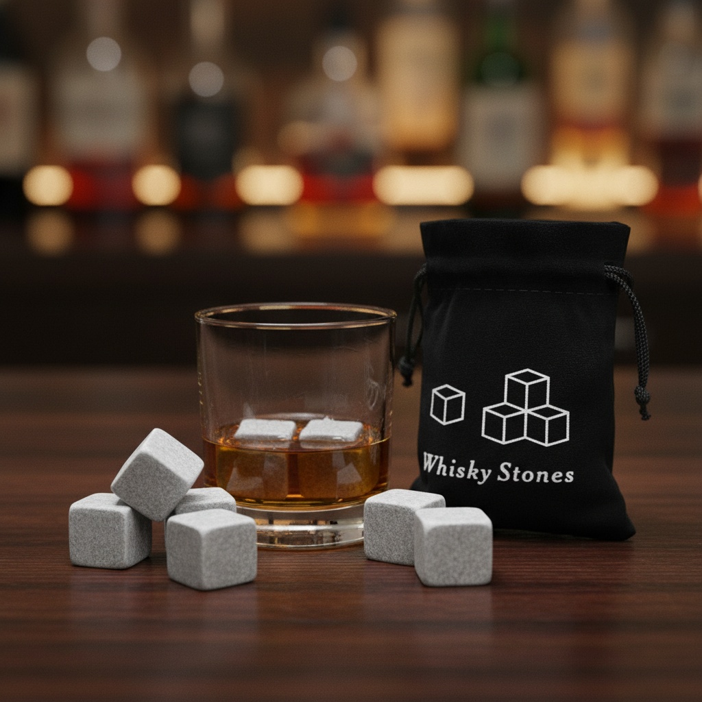 Whiskysten sæt fra Temashop — afkøl whisky uden fortynding