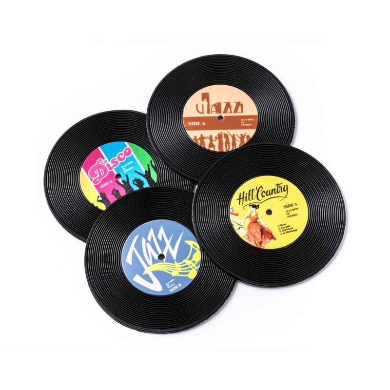 Retro Vinyl Coasters (10 x 0,3 cm) | Musik Ølbrikker - Temashop
