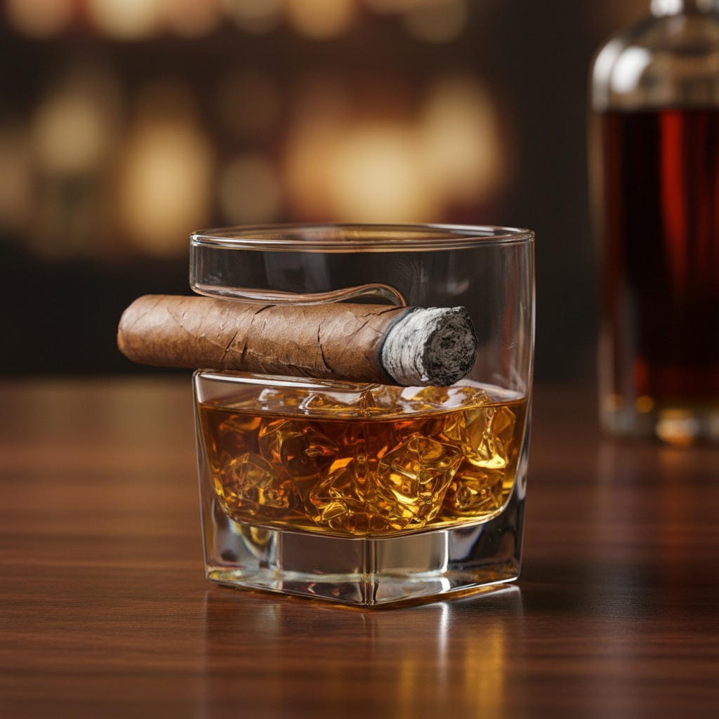 Whiskyglas Med Cigarholder