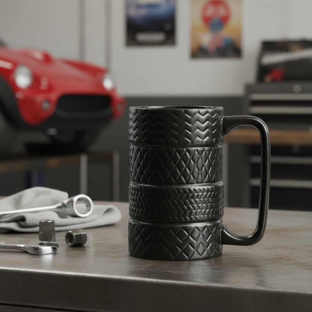 Dækstabel Krus Sort (450 ml) | Racerløb tema Krus - Temashop