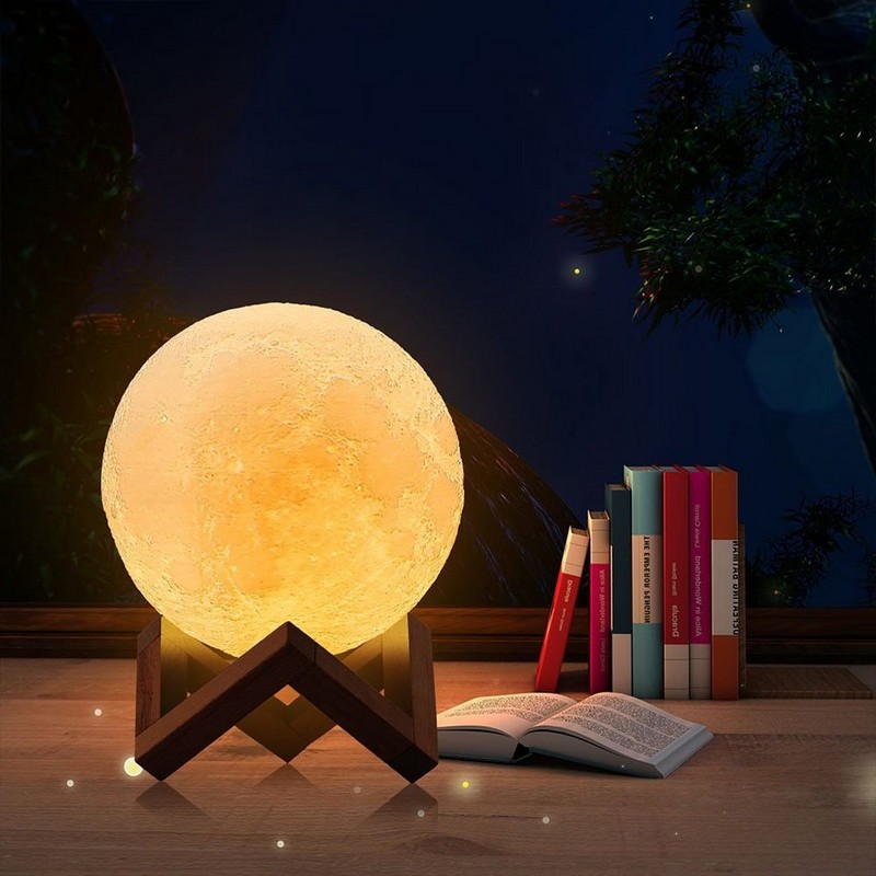3D LED Månelampe (15 cm) | Måne Lamper - Temashop