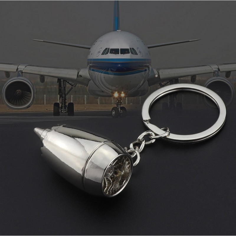 Jetmotor Nøglering (4 x 2 cm & 8,6 cm) | Pilot Nøgleringe - Temashop