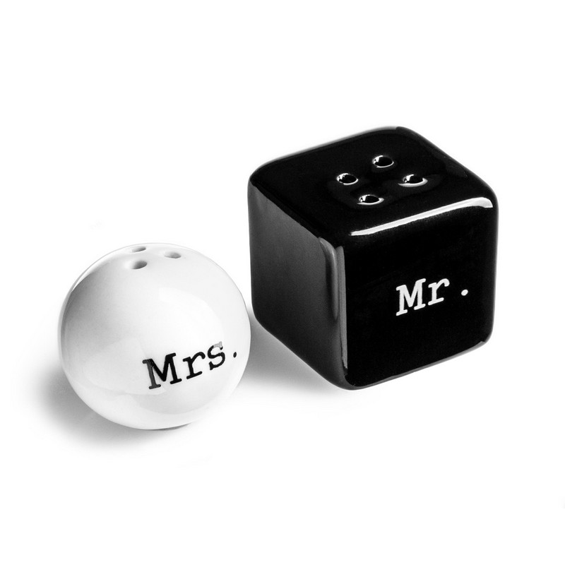 Mr. & Mrs. Salt- og Peberbøsser (3 x 3 x 3 cm & Ø 3 cm) | Bryllup Mad, Drikke & Køkken Udstyr - Temashop