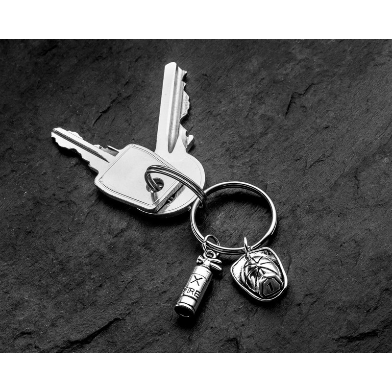 Brandmand Nøglering (2 x 0,5 cm & 2 x 1 cm) | Brandmand Nøgleringe - Temashop