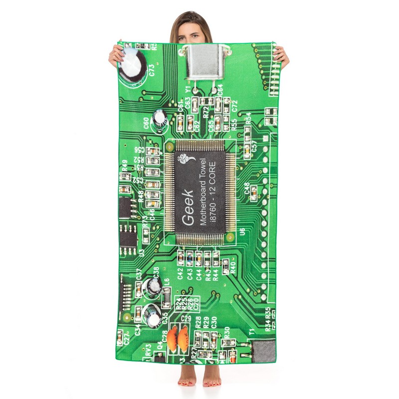 Motherboard Computer Strandhåndklæde (160 x 80 cm) | Computerspil Håndklæder - Temashop