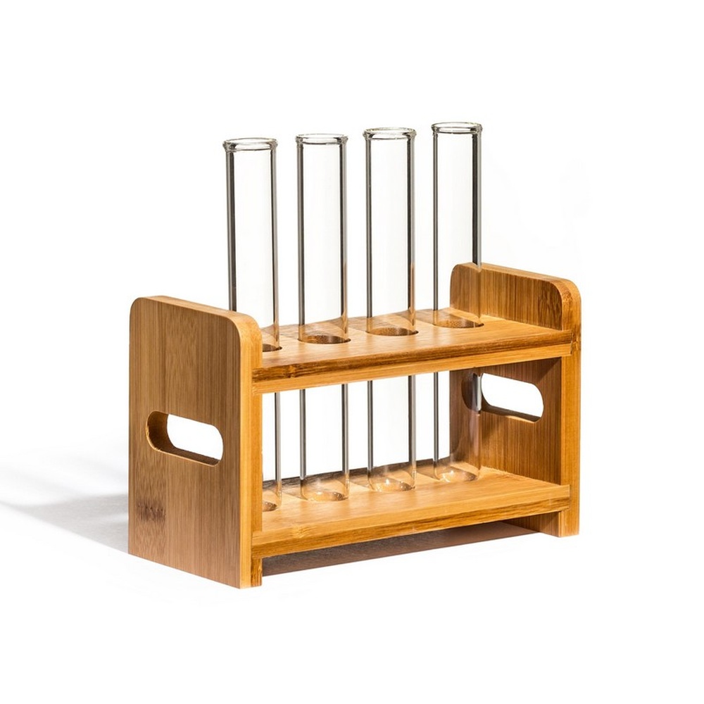 Reagensglas Shotsæt Bambus/Glas (15 x 2,2 cm & 50 ml) | Drinks Drinksglas - Temashop