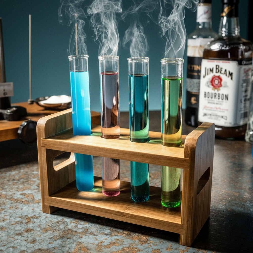 Reagensglas Shotsæt Bambus/Glas (15 x 2,2 cm & 50 ml) | Drinks Drinksglas - Temashop