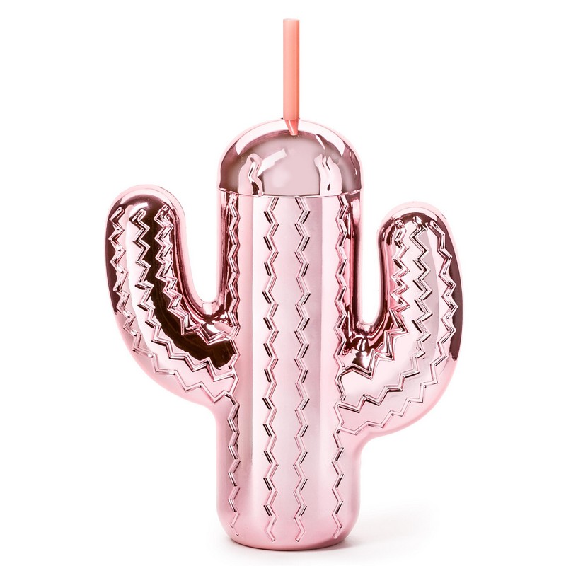 Kaktus Cocktailkop Med Sugerør Rosaguld