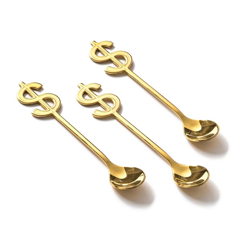 Dollar Teskeer Guld | Penge Bestik - Temashop