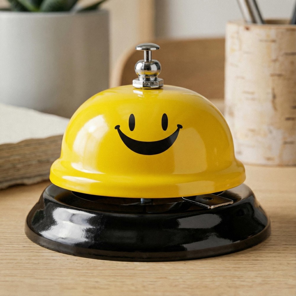 Smiley Receptionsklokke (8,5 x 5,5 cm) | Emoji Sjove Kontorartikler - Temashop