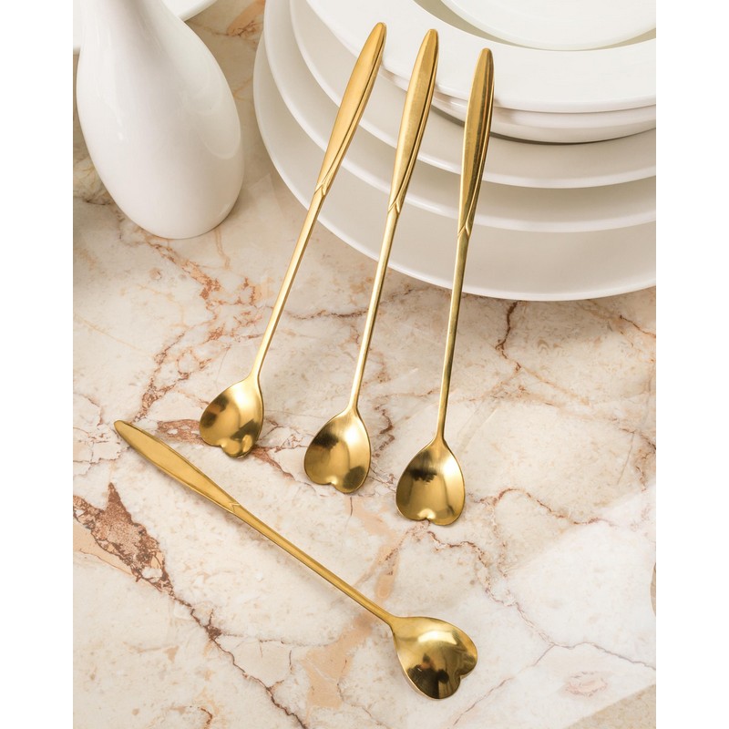 Hjerte Teskeer Guld | Valentinsdag Bestik - Temashop