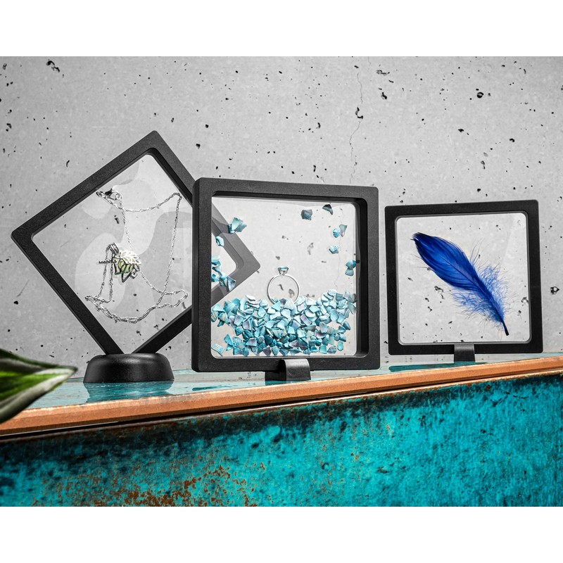 Flydende Displayrammer Sort (11 x 11 x 2 cm) - Temashop