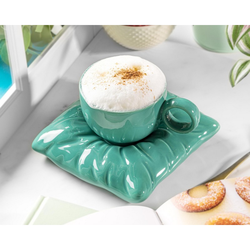 Tekop Med Pudeunderkop Turkis (250 ml & 14 x 14 x 4 cm) | Turkis Tema Krus - Temashop