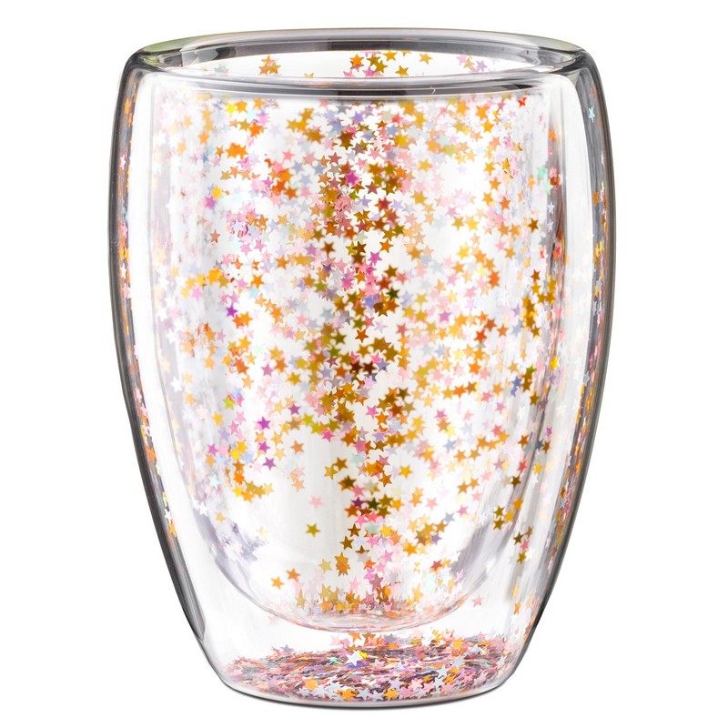 Glimmerstjene Dobbeltvægget Termoglas (360 ml) | Konfetti tema Glas - Temashop