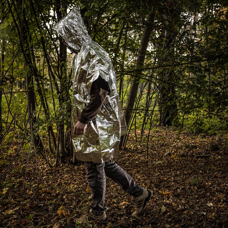 Survival Nødtermisk Poncho Sølv (127 x 203 cm) | Survival Overdel - Temashop