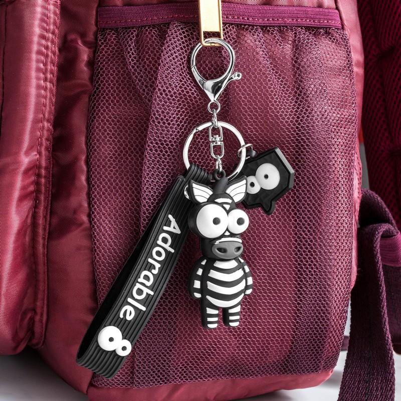 3D Zebra Nøglering (7,8 x 3 x 2,5 cm & 10 x 2 cm & 3 x 3 cm) | Zebra Nøgleringe - Temashop