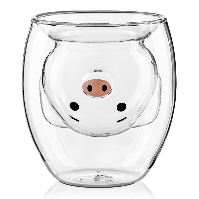 Gris Dobbeltvægget Glas (200 ml) | Gris Glas - Temashop