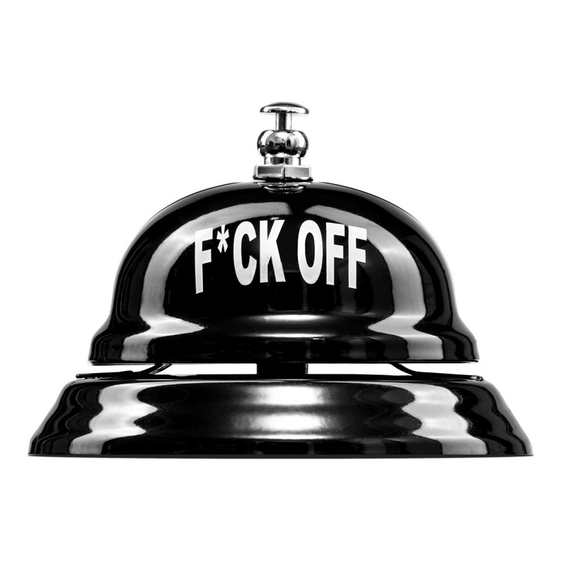 F*ck Off Receptionsklokke Sort (8,5 x 6 cm) | Uartig Sjove Kontorartikler - Temashop