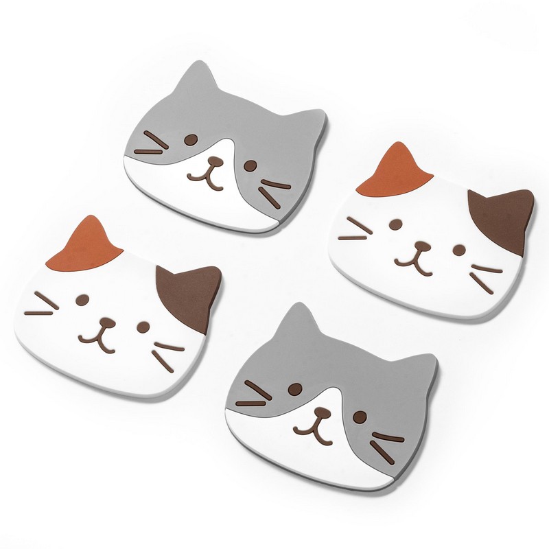 Katte Coasters (10 x 8 x 0,3 cm) | Kat Ølbrikker - Temashop