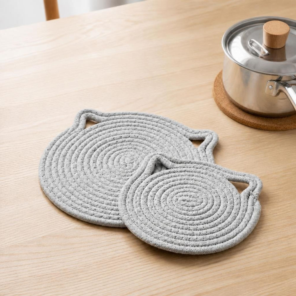 Katte Bordskånere Grå (24 x 26 x 0,5 cm & 19,5 x 18,5 x 0,5 cm) | Kat Mad, Drikke & Køkken Udstyr - Temashop