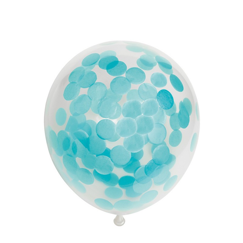 Konfettiballoner Babyblå - 6 stk (30 cm) | Lyseblåt Tema Konfettiballoner - Temashop