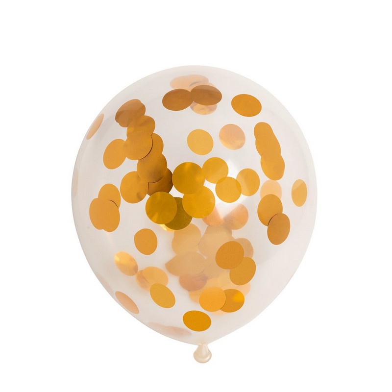 Konfettiballoner Metallisk Guld - 6 stk (30 cm) | Guld tema Konfettiballoner - Temashop