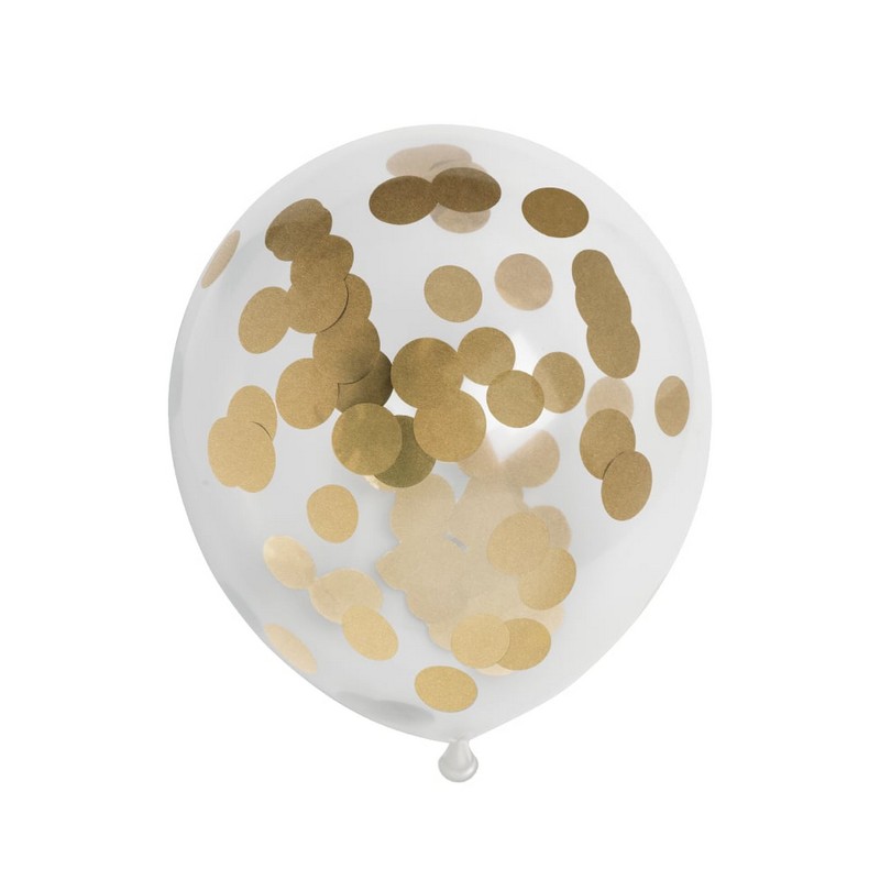 Konfettiballoner Guld - 6 stk (30 cm) | Guld tema Konfettiballoner - Temashop